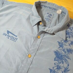 In-N-Out Burger Shirt Mens 3XL Blue Hawaiian SoCal Palm Floral Modal Camp Resort